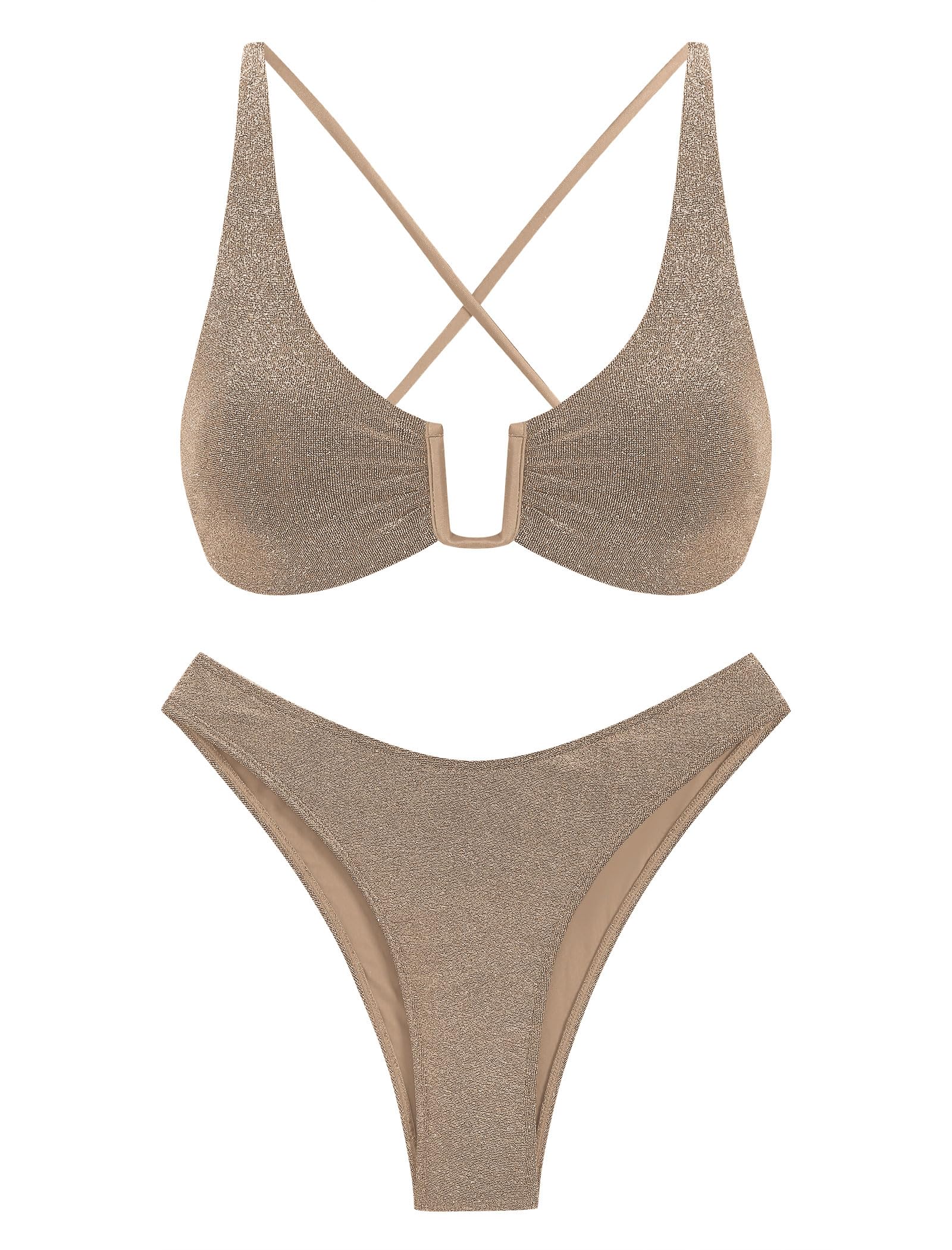 Foto 2 pulgar | Bikini Zaful Metalizado para Mujer - Venta Internacional