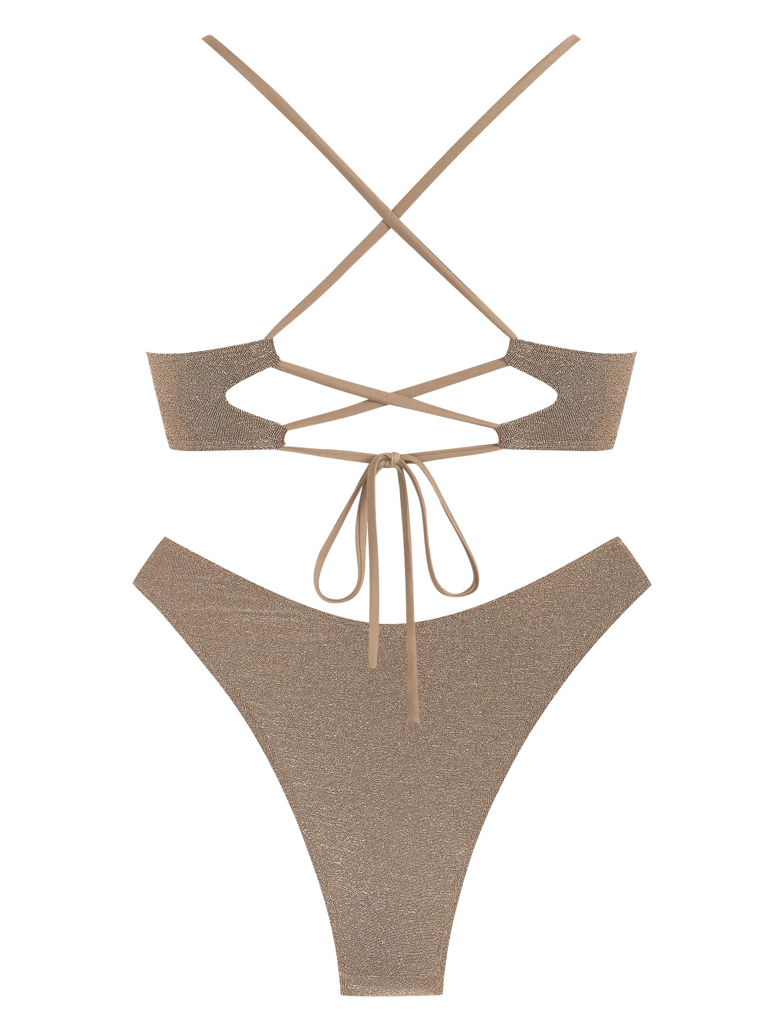 Foto 3 pulgar | Bikini Zaful Metalizado para Mujer - Venta Internacional