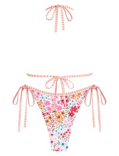 Foto 2 | Bikini Zaful Triangle Para Mujer Halter De Corte Alto Con Estampado Floral Rosa - Venta Internacional.