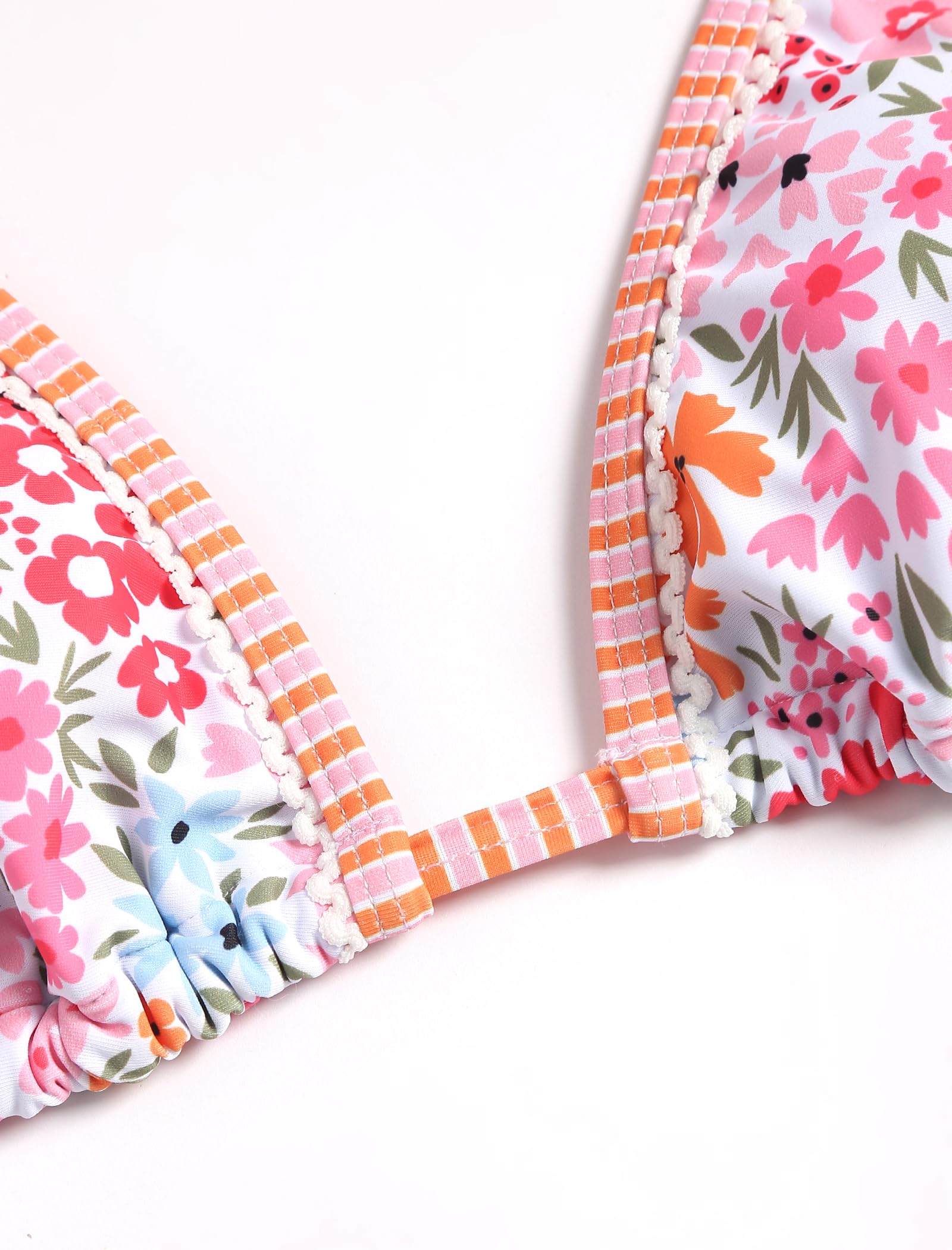 Foto 4 pulgar | Bikini Zaful Triangle Para Mujer Halter De Corte Alto Con Estampado Floral Rosa - Venta Internacional.