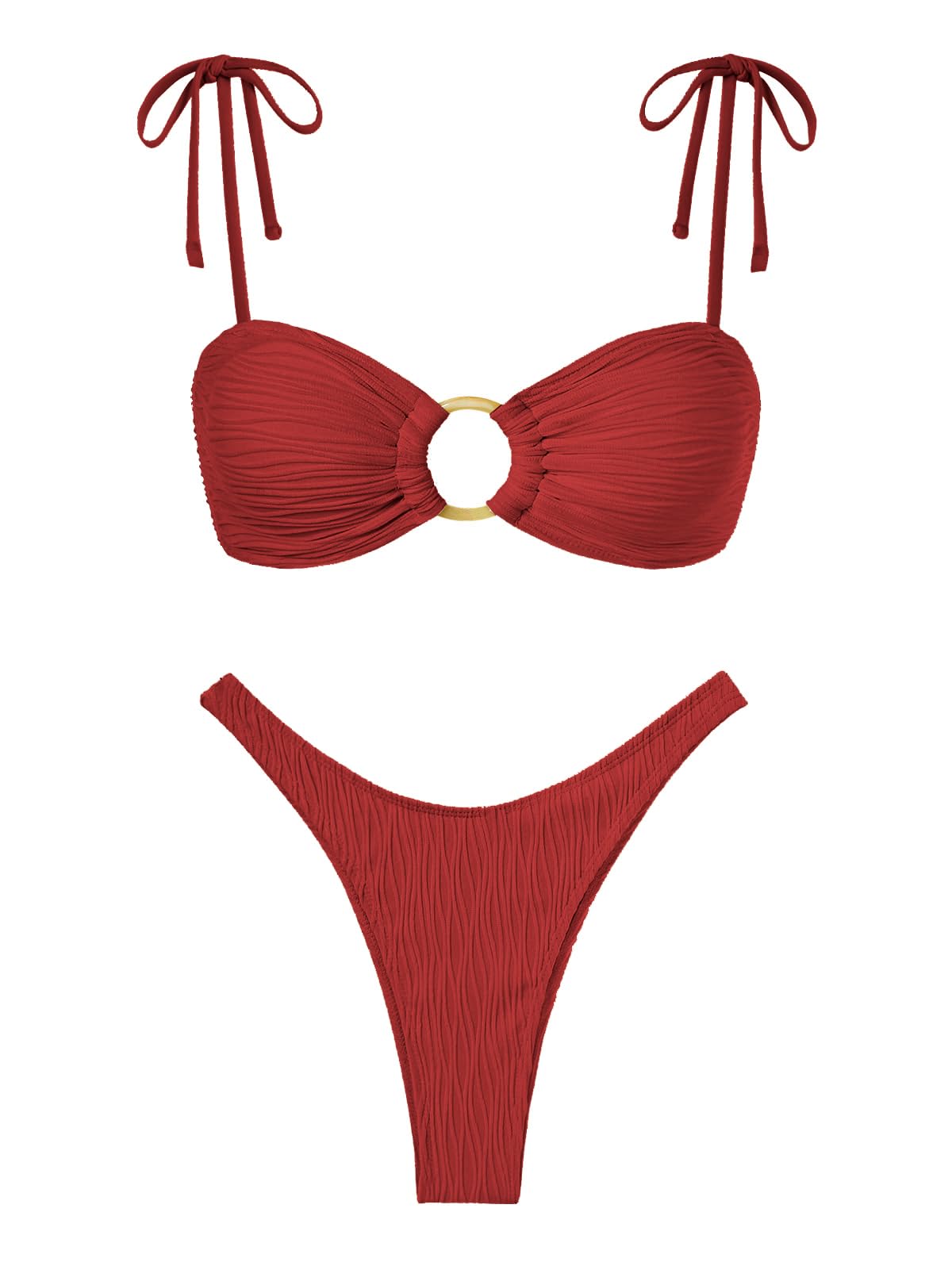 Foto 2 pulgar | Conjunto De Bikini Zaful, Traje De Baño Sexy Con Corbata Fina Y Pernera Alta - Venta Internacional.