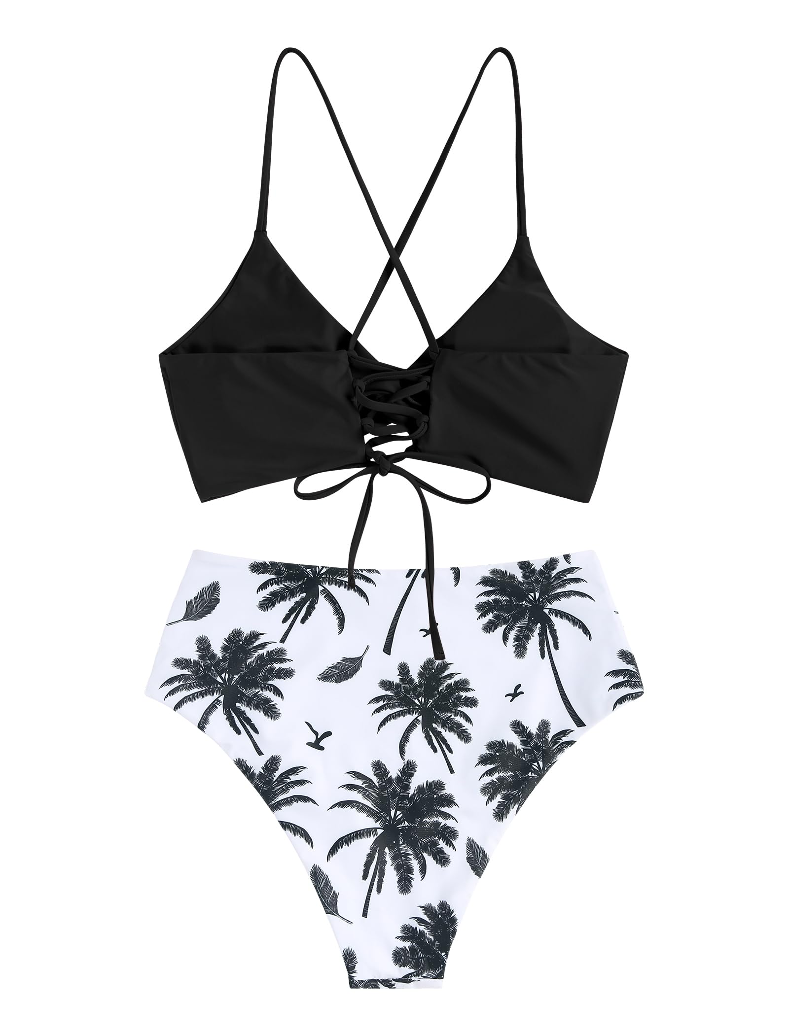 Foto 4 pulgar | Bikini Zaful Twist De Cintura Alta Para Mujer Black Tree L - Venta Internacional.