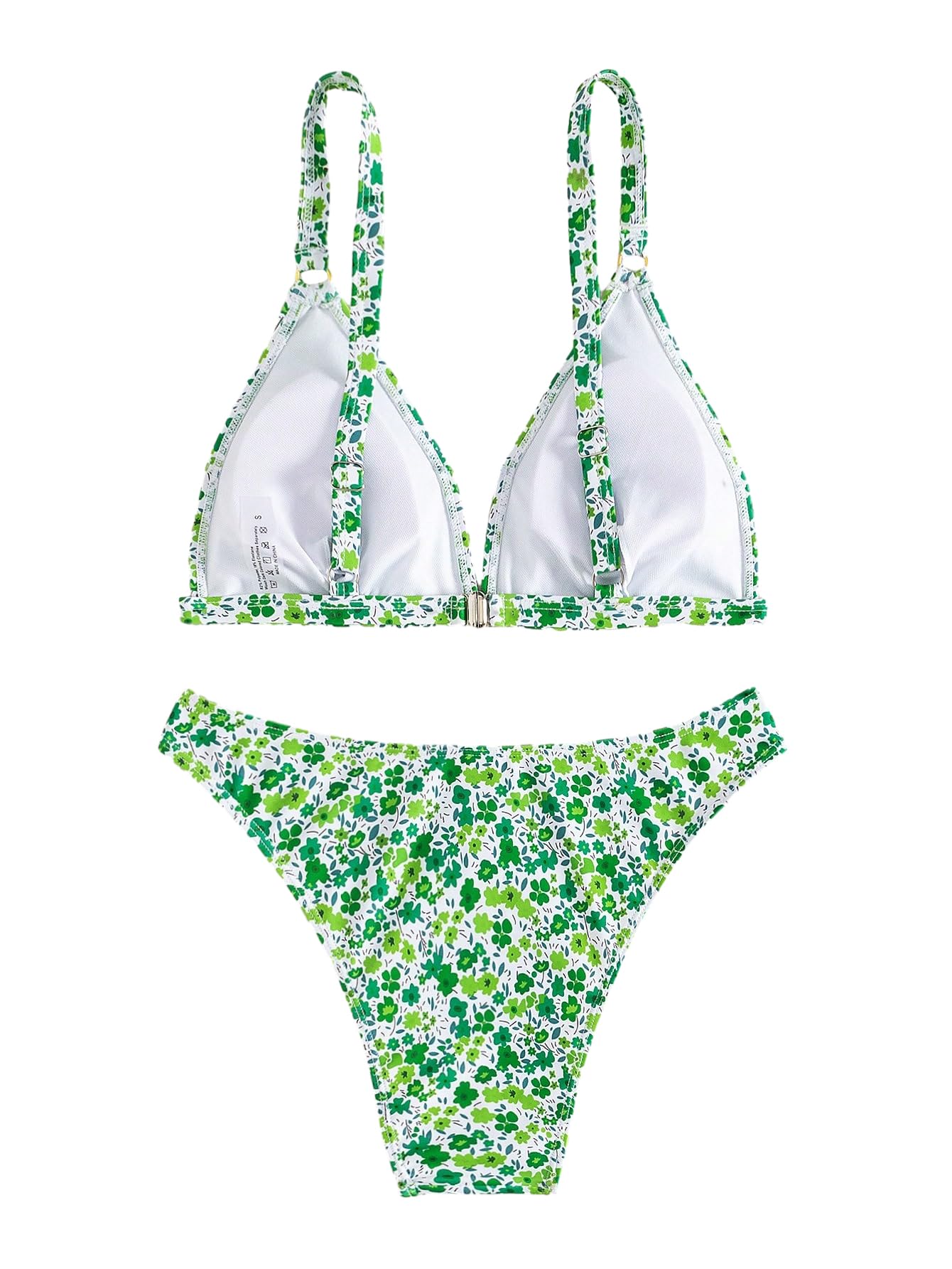Foto 5 pulgar | Conjunto de Bikini Zaful Verde con Estampado Floral Cintura Alta para Mujer - Venta Internacional