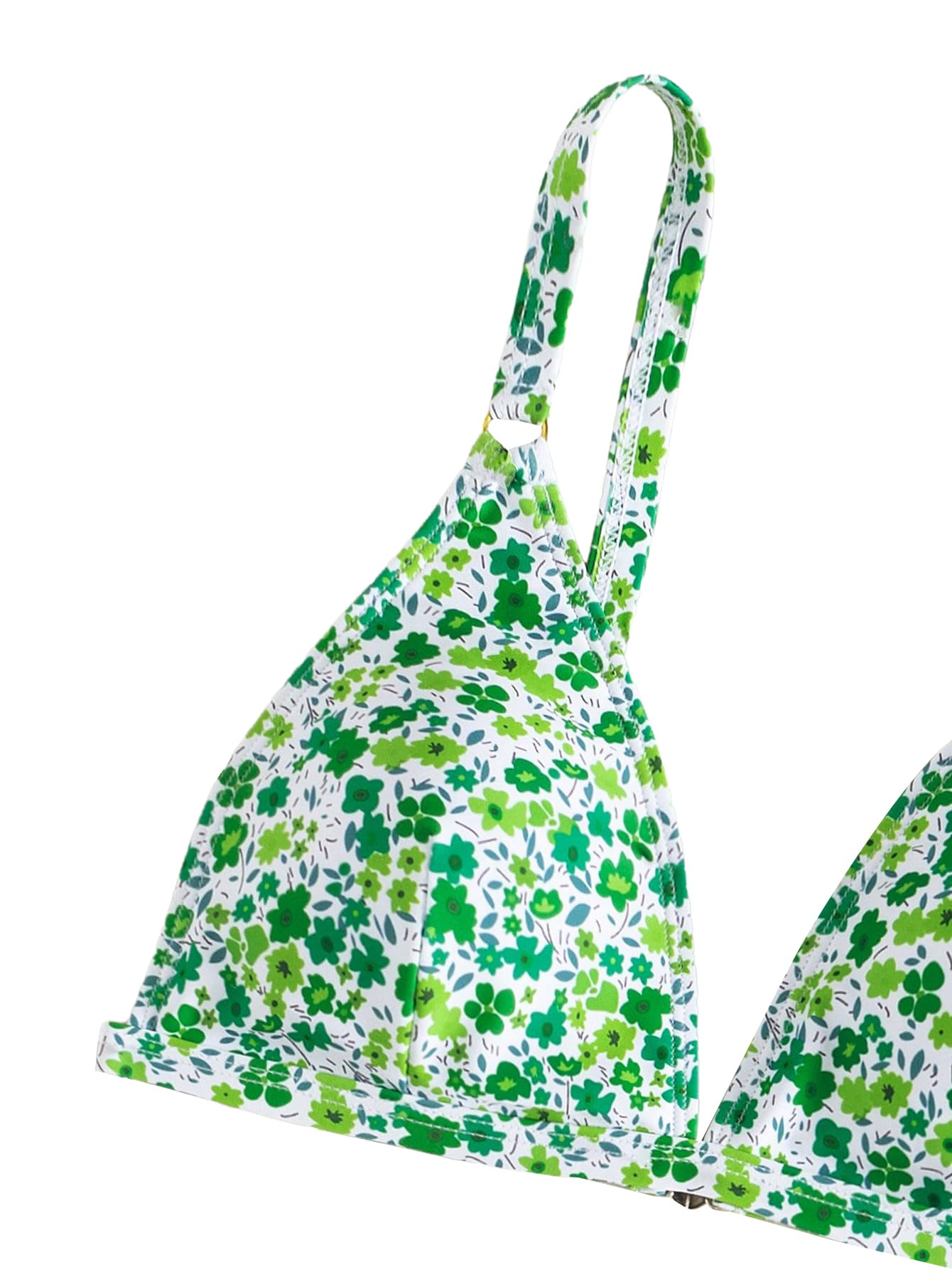 Foto 6 pulgar | Conjunto de Bikini Zaful Verde con Estampado Floral Cintura Alta para Mujer - Venta Internacional