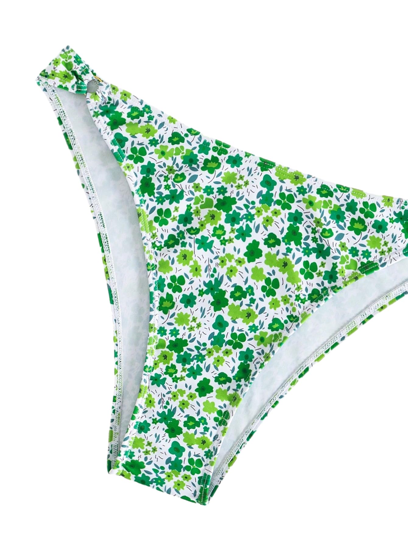 Foto 7 pulgar | Conjunto de Bikini Zaful Verde con Estampado Floral Cintura Alta para Mujer - Venta Internacional