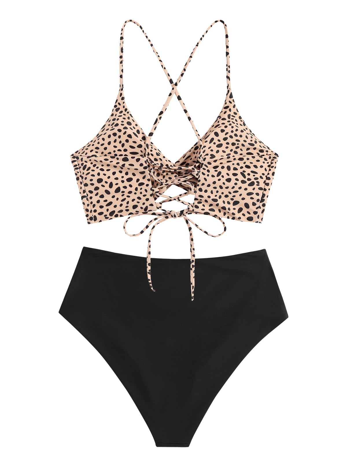 Foto 4 pulgar | Bikini Zaful Twist con Cordones Cruzados Cintura Alta para Mujer - Venta Internacional