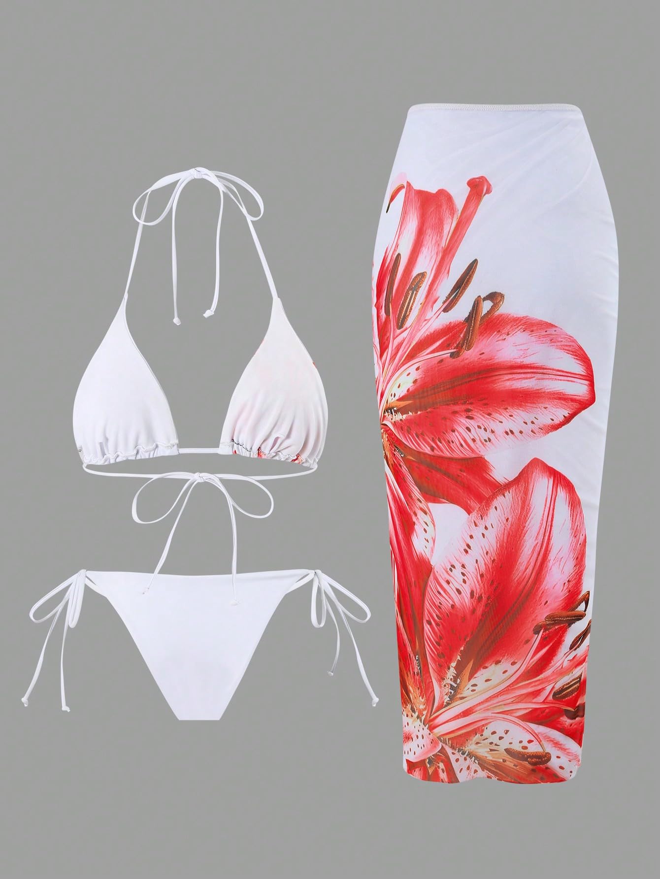 Foto 3 pulgar | Traje De Baño Zaful Para Mujer, Con Estampado Floral Y Falda Encubierta - Venta Internacional.