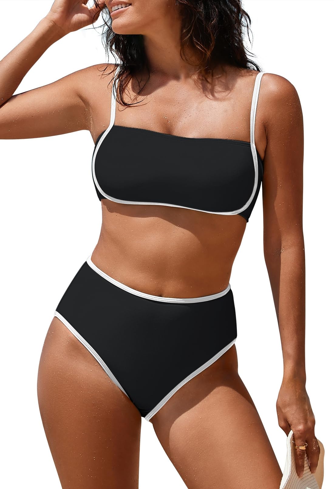 Foto 2 pulgar | Conjunto De Bikini Pink Queen De Cintura Alta Con Bloques De Color Para Mujer - Venta Internacional.