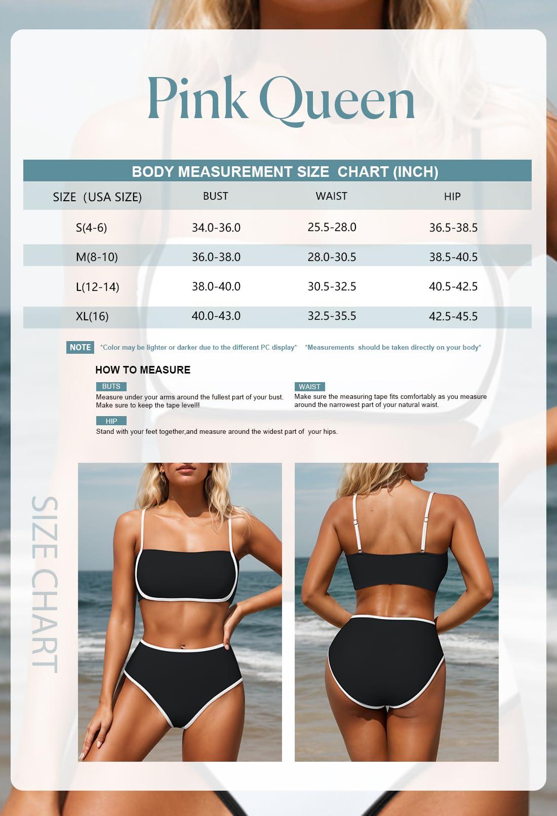 Foto 7 pulgar | Conjunto De Bikini Pink Queen De Cintura Alta Con Bloques De Color Para Mujer - Venta Internacional.