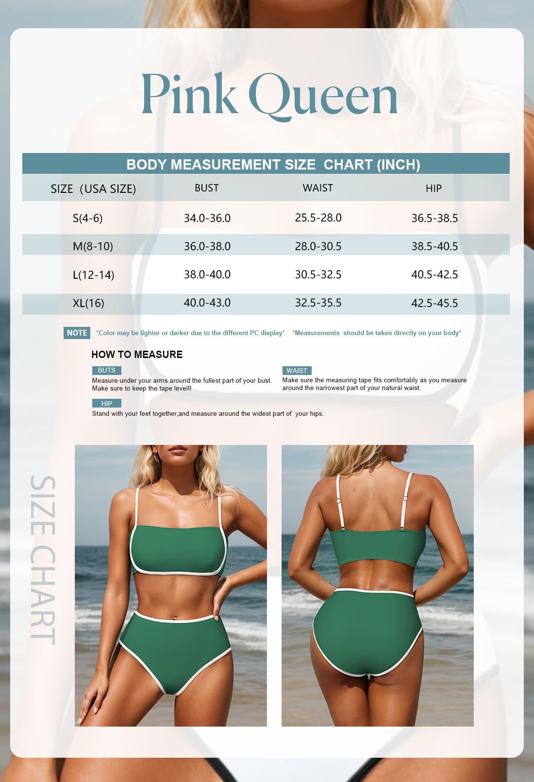 Foto 7 pulgar | Conjunto De Bikini Pink Queen 2025 Para Mujer, Cintura Alta, Verde Playa, Xl - Venta Internacional.