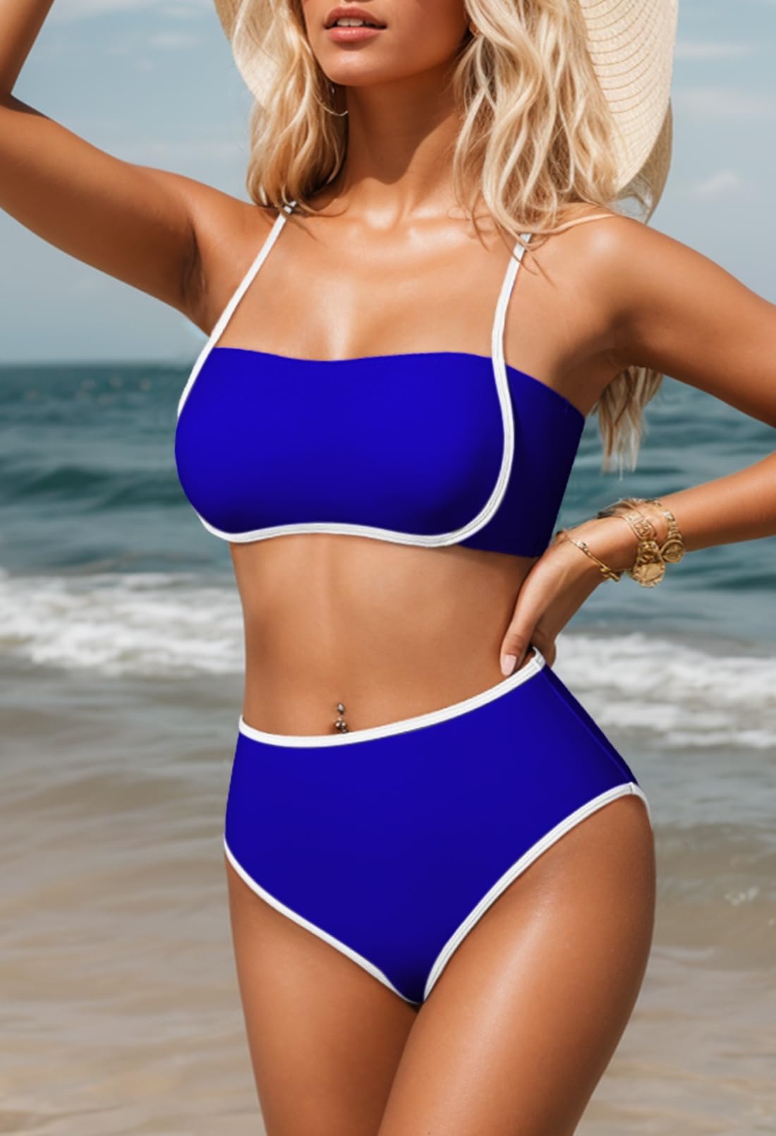 Foto 4 pulgar | Conjunto De Bikini Rosa Queen De Cintura Alta De Dos Piezas Para Mujer - Venta Internacional.