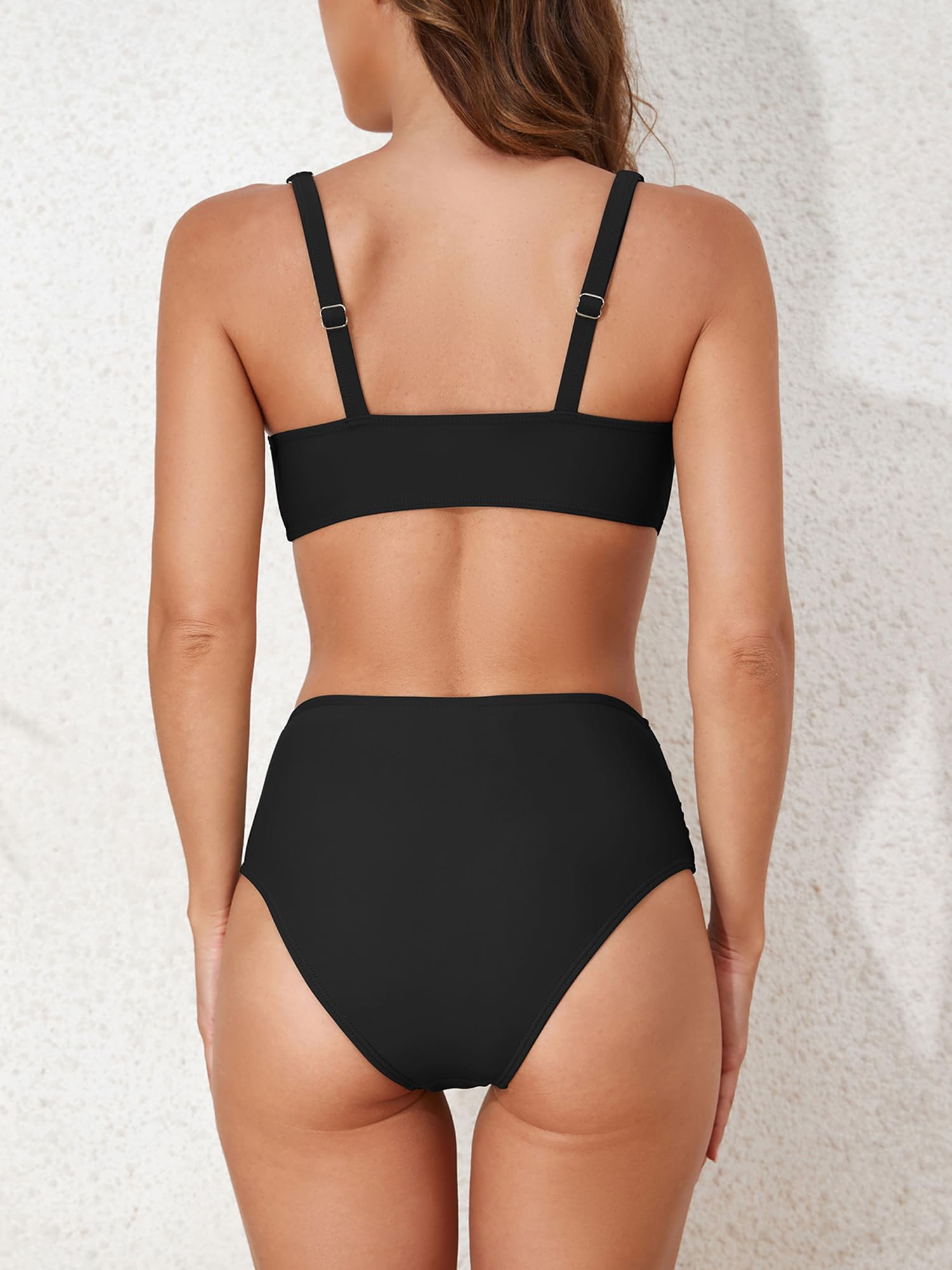 Foto 5 pulgar | Bikini Zaful Twist De Cintura Alta Para Mujer Negro Talla L - Venta Internacional.