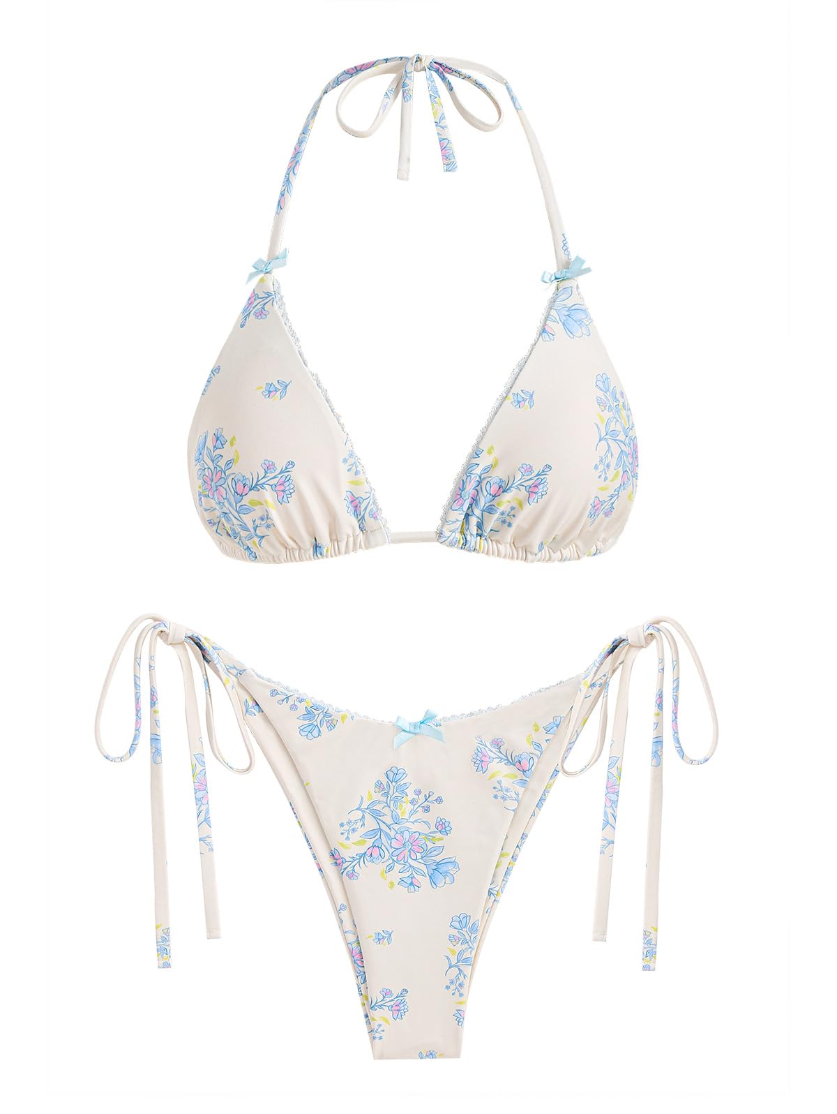 Foto 2 pulgar | Bikini Zaful Triangle De 2 Piezas, Halter, Corte Alto, Blanco Para Mujer - Venta Internacional.