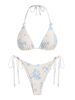 Foto 1 | Bikini Zaful Triangle De 2 Piezas, Halter, Corte Alto, Blanco Para Mujer - Venta Internacional.