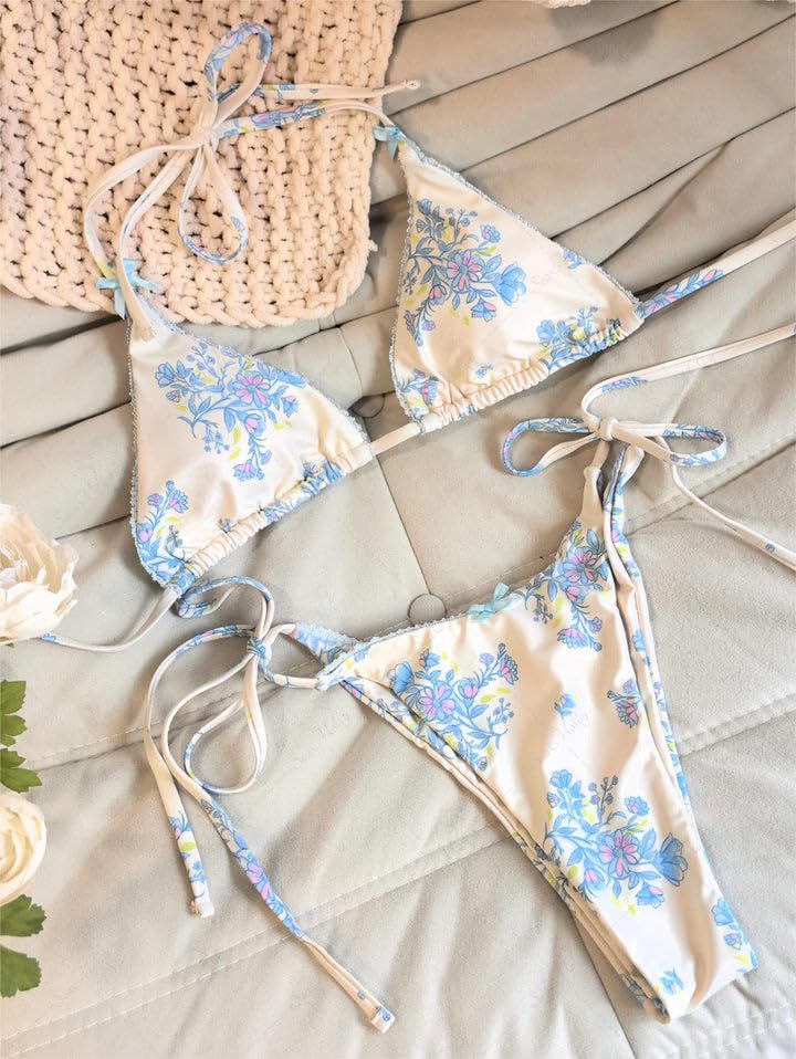 Foto 4 | Bikini Zaful Triangle De 2 Piezas, Halter, Corte Alto, Blanco Para Mujer - Venta Internacional.