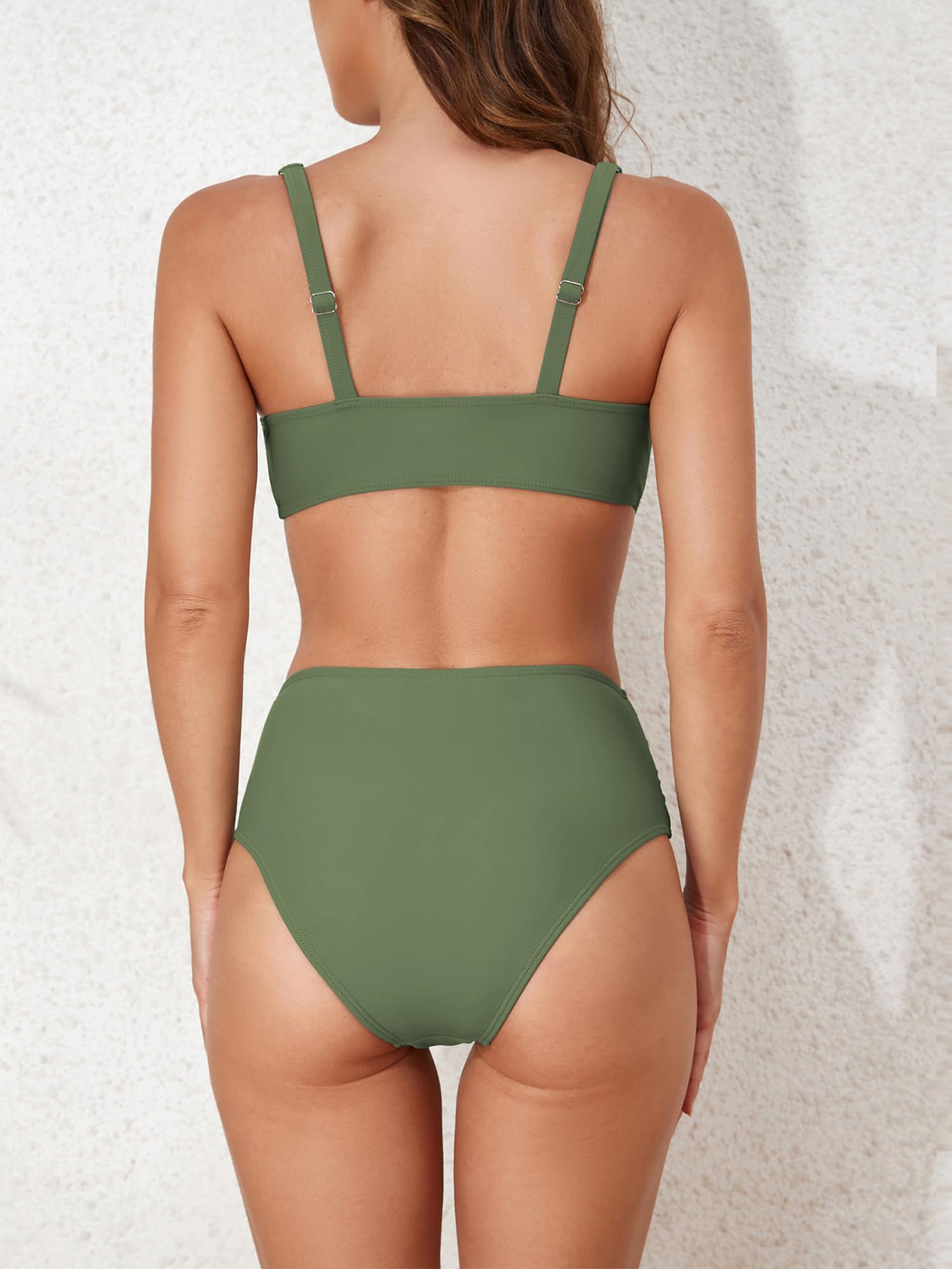 Foto 5 pulgar | Bikini Zaful Twist De Cintura Alta Para Mujer Verde Claro Talla L - Venta Internacional.