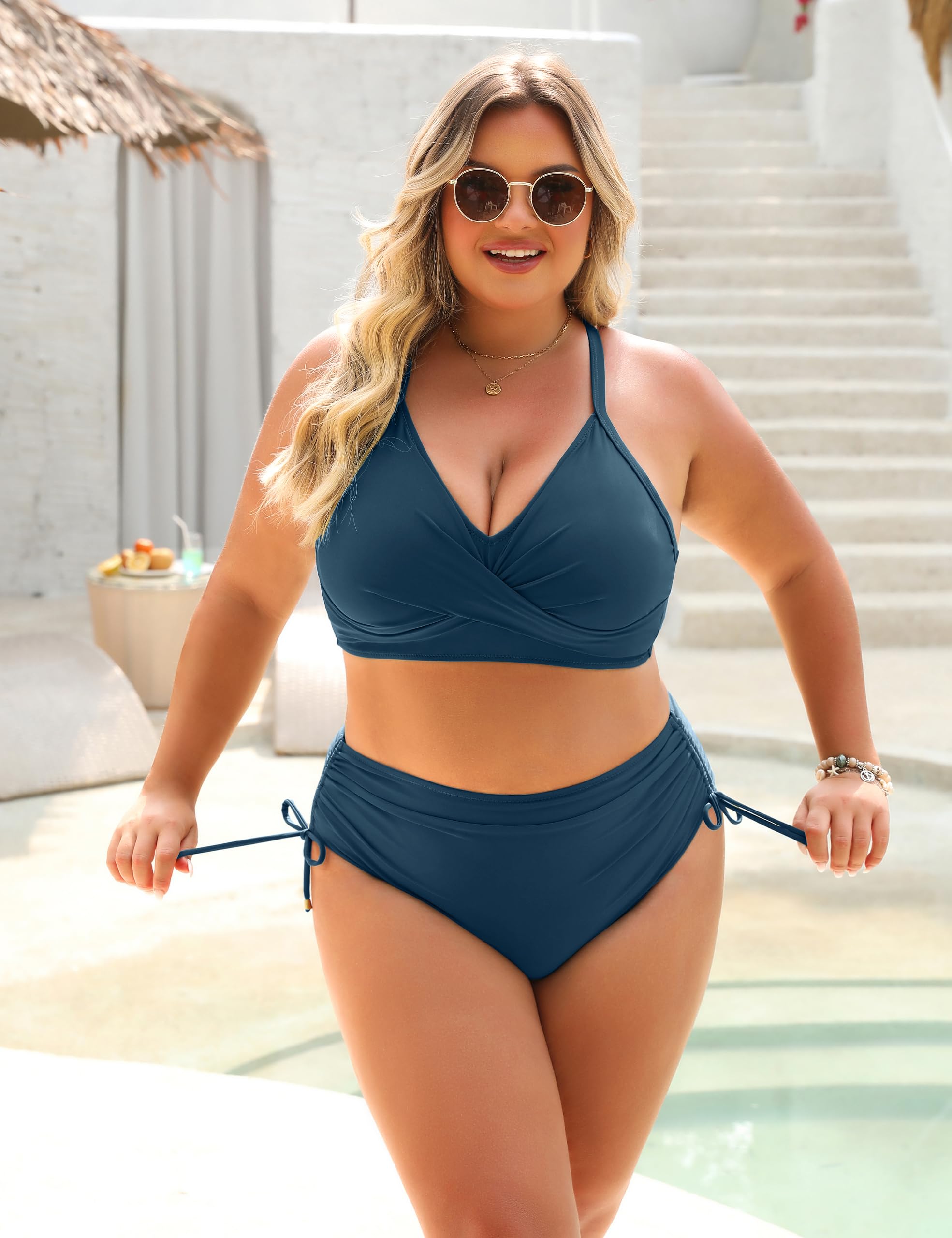 Foto 6 pulgar | Conjunto de Bikini Blooming Jelly Azul Cintura Alta para Mujer - Venta Internacional