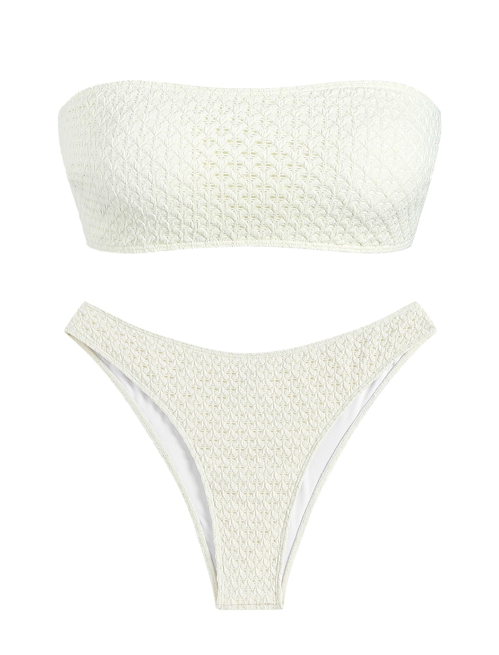 Foto 4 pulgar | Bikini Zaful Traje De Baño Tipo Bandeau Acanalado De Corte Alto Sin Tirantes Para Mujer - Venta Internacional.