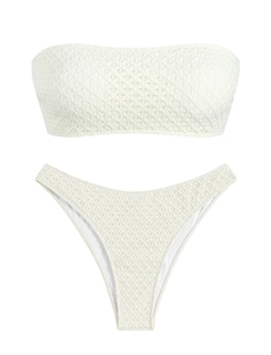 Foto 3 | Bikini Zaful Traje De Baño Tipo Bandeau Acanalado De Corte Alto Sin Tirantes Para Mujer - Venta Internacional.