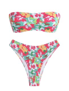 Foto 1 | Bikini Zaful Tipo Bandeau Acanalado De Corte Alto Sin Tirantes Para Mujer, 2 Piezas - Venta Internacional.