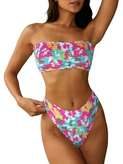 Foto 3 | Bikini Zaful Tipo Bandeau Acanalado De Corte Alto Sin Tirantes Para Mujer, 2 Piezas - Venta Internacional.
