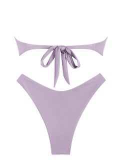 Foto 3 | Bikini Zaful Traje De Baño Tipo Bandeau Acanalado De Corte Alto Sin Tirantes Para Mujer - Venta Internacional.