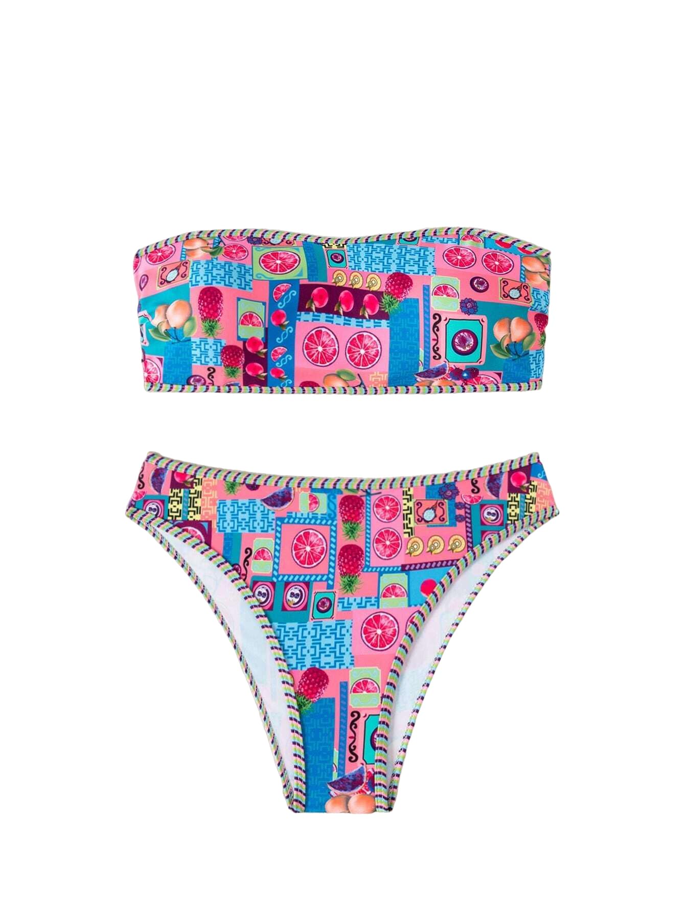 Foto 2 pulgar | Bikini Zaful Para Mujer, Sin Tirantes, Acanalado, Corte Alto, Tipo Bandeau, Azul M - Venta Internacional.