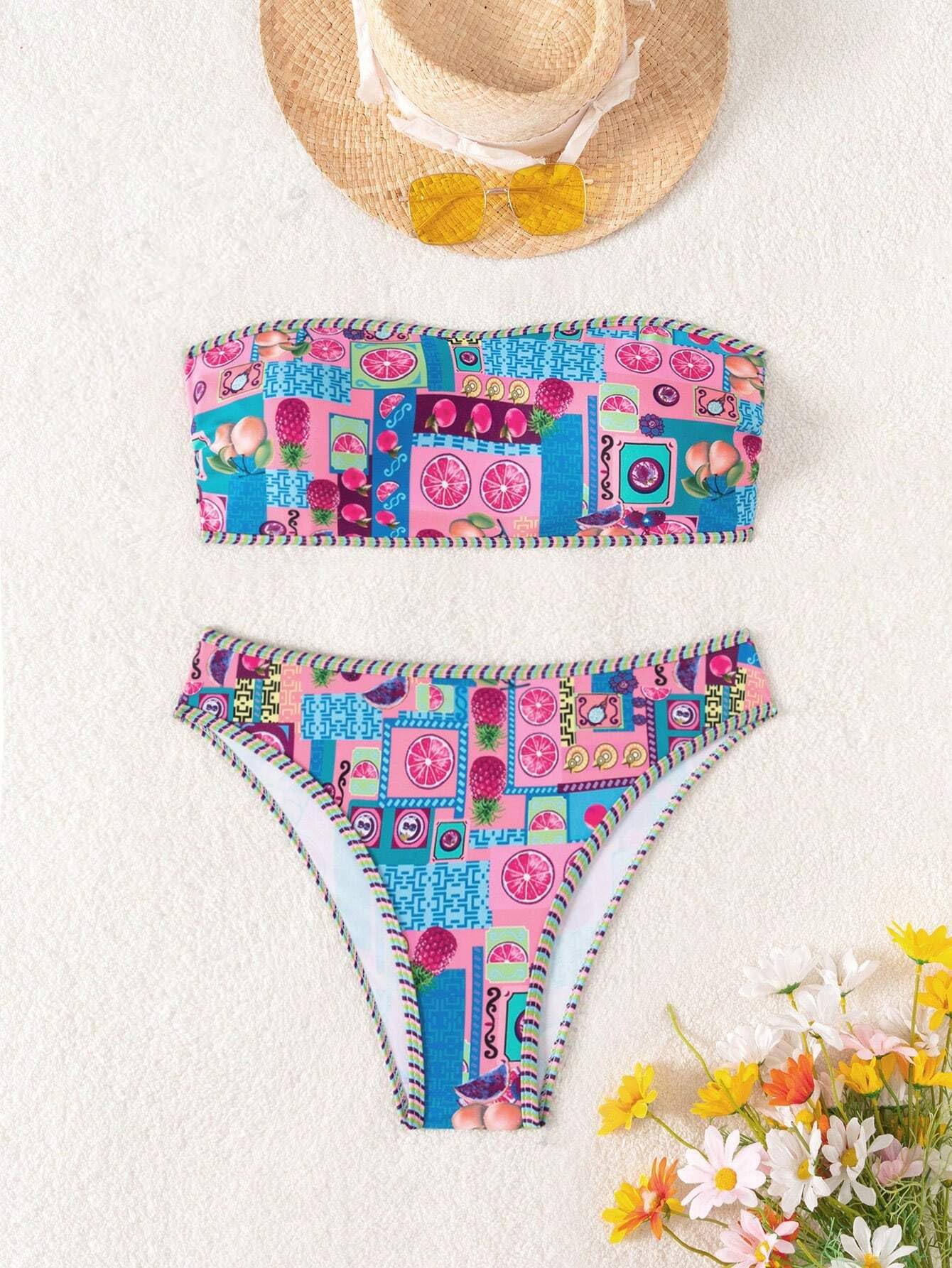 Foto 5 pulgar | Bikini Zaful Para Mujer, Sin Tirantes, Acanalado, Corte Alto, Tipo Bandeau, Azul M - Venta Internacional.