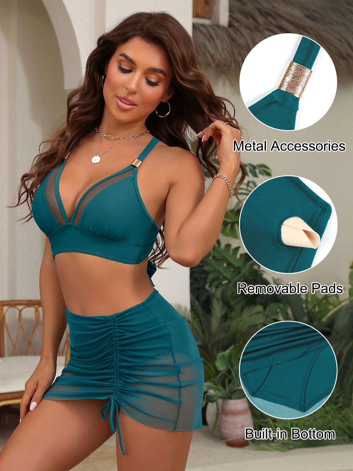 Foto 3 pulgar | Conjunto De Bikini Blooming Jelly Swim Falda Tummy Control 2025 - Venta Internacional.