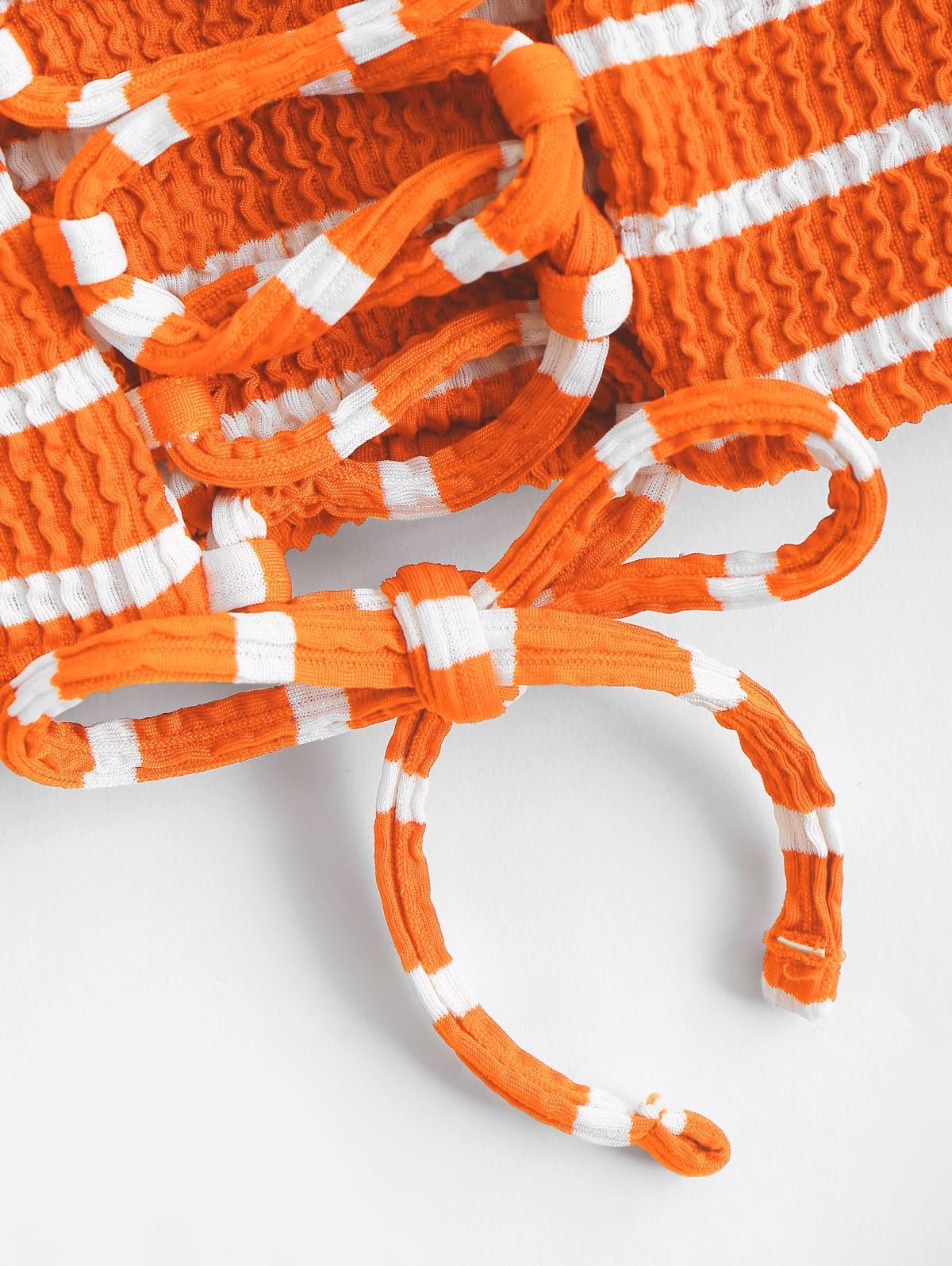 Foto 6 pulgar | Bikini Zaful Para Mujer, Sin Tirantes, Acanalado, Corte Alto, Tipo Bandeau 6, Naranja - Venta Internacional.