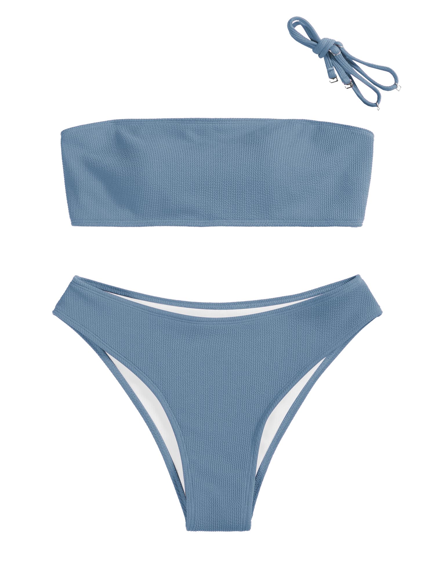 Foto 2 pulgar | Bikini Zaful Traje De Baño Tipo Bandeau Acanalado De Corte Alto Sin Tirantes Para Mujer - Venta Internacional.