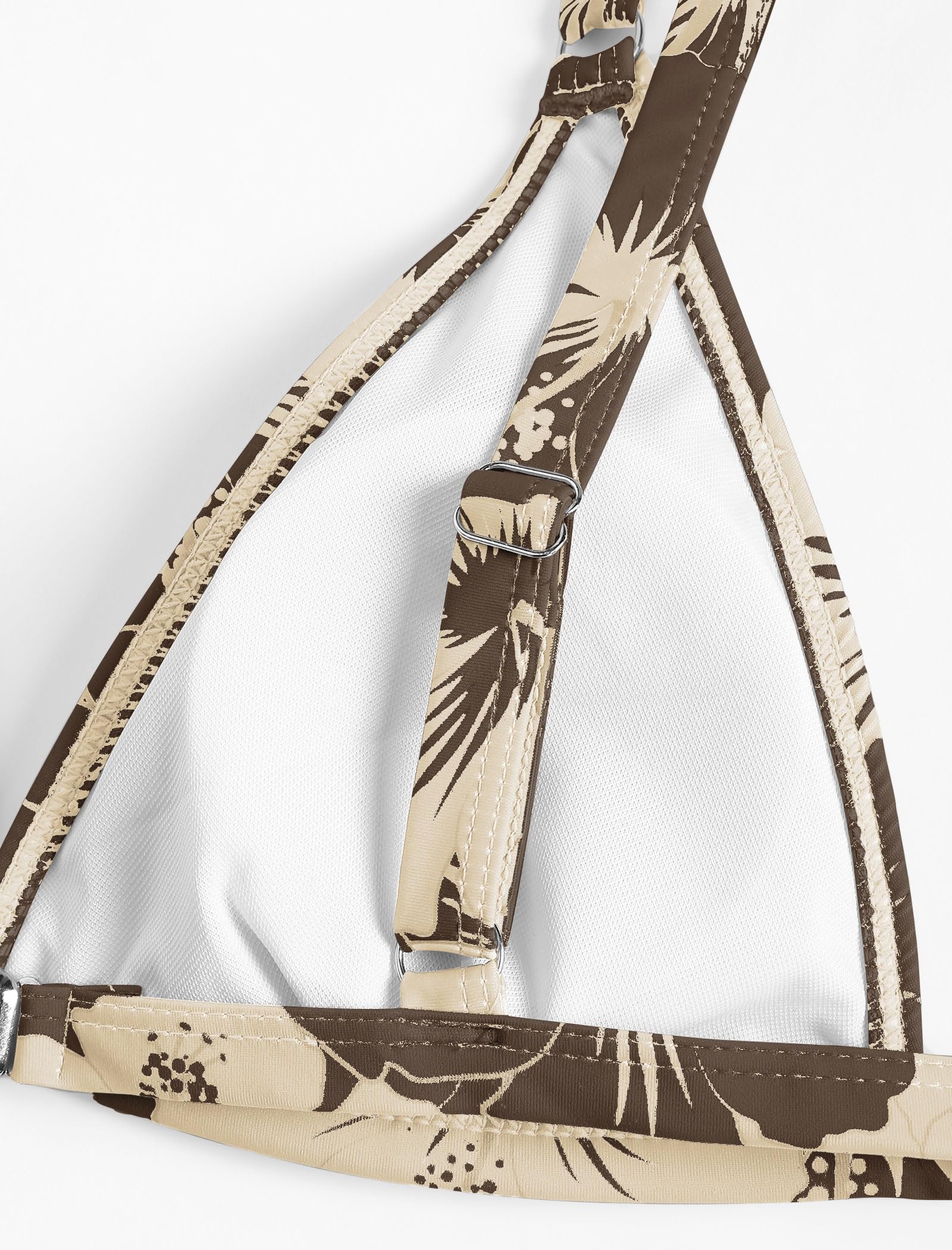 Foto 5 pulgar | Conjunto De Bikini Zaful Para Mujer Con Estampado Floral, Cintura Alta, Marrón - Venta Internacional.