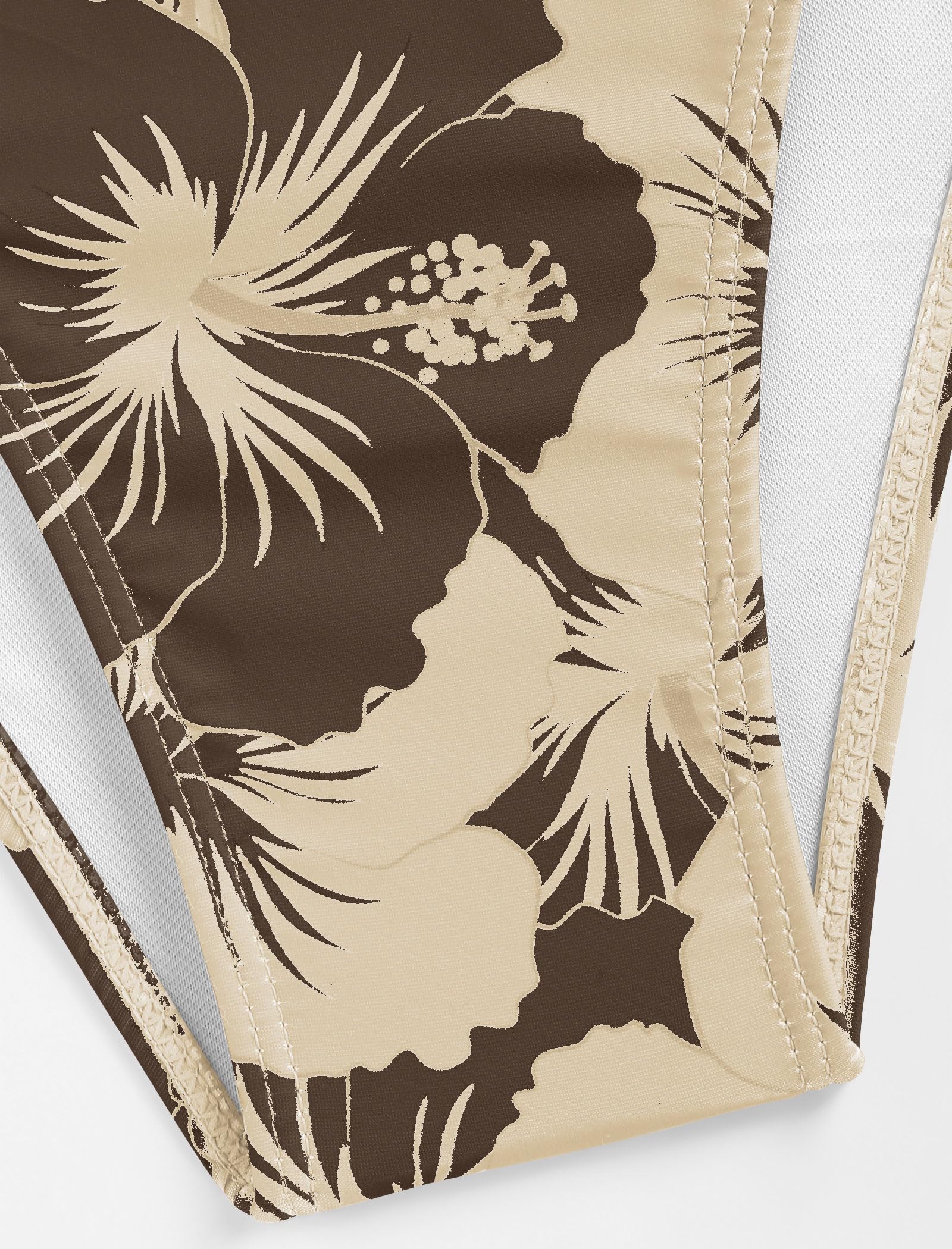 Foto 7 pulgar | Conjunto De Bikini Zaful Para Mujer Con Estampado Floral, Cintura Alta, Marrón - Venta Internacional.