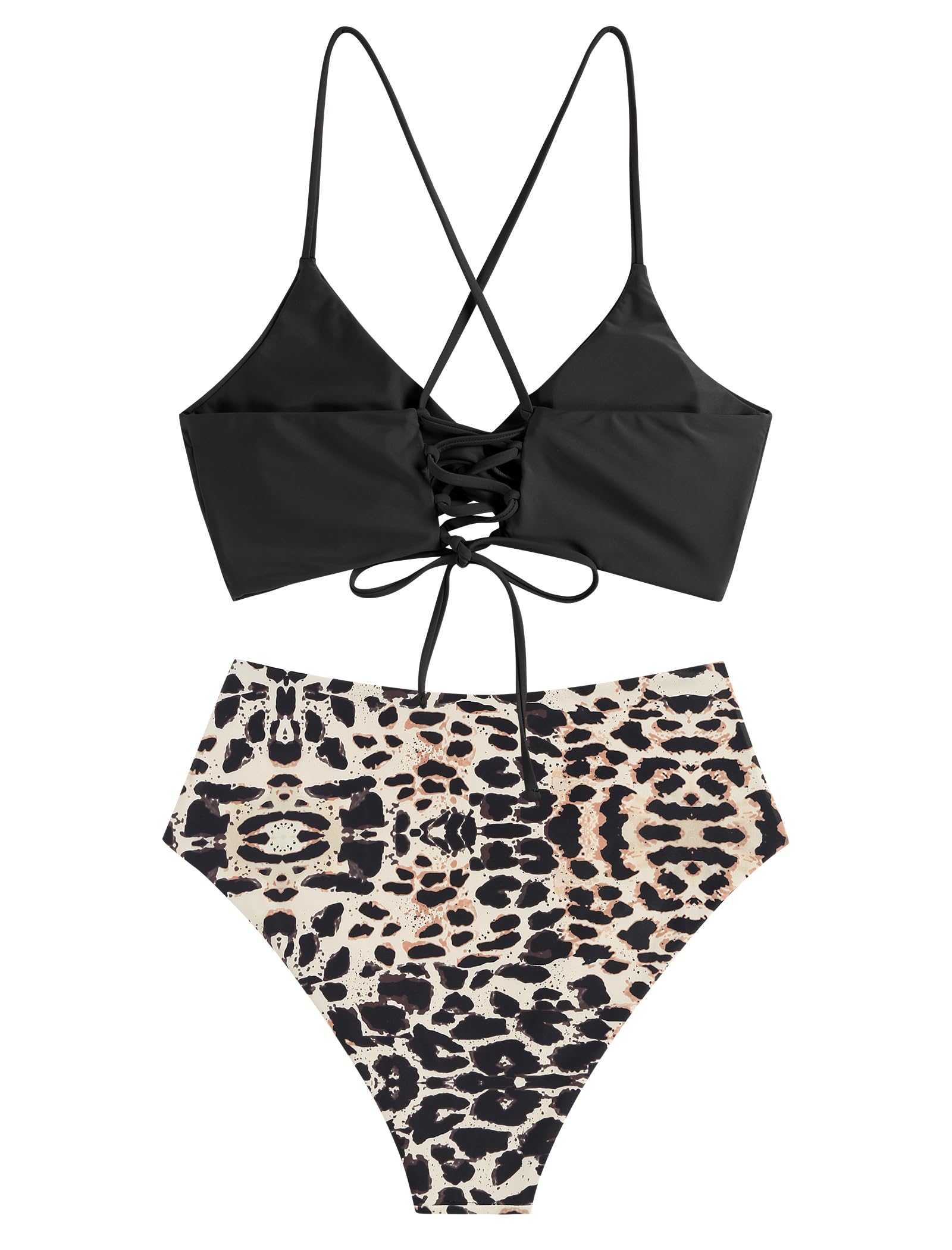 Foto 3 | Bikini Zaful Twist con Cordones Cruzados de Cintura Alta para Mujer - Venta Internacional
