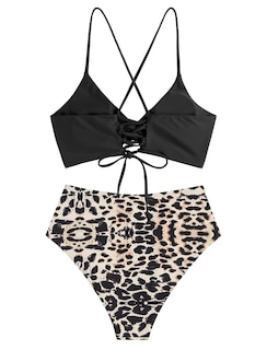 Foto 3 | Bikini Zaful Twist con Cordones Cruzados de Cintura Alta para Mujer - Venta Internacional