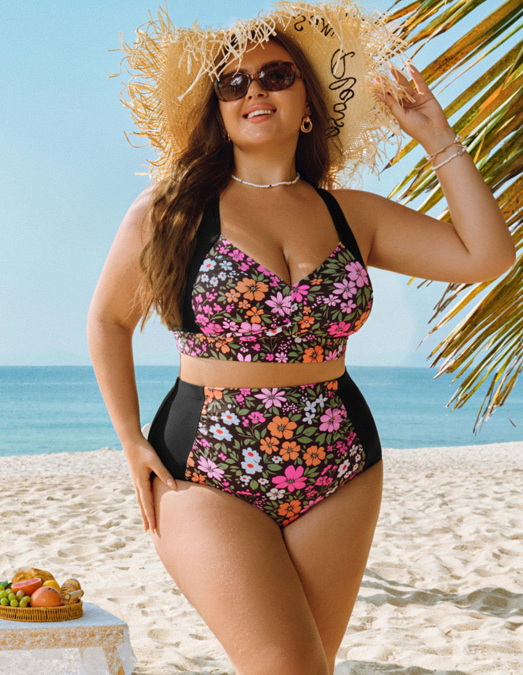 Foto 3 pulgar | Bañador Hanna Nikole Para Mujer, Talle Alto, Estampado Floral, Talla M - Venta Internacional.