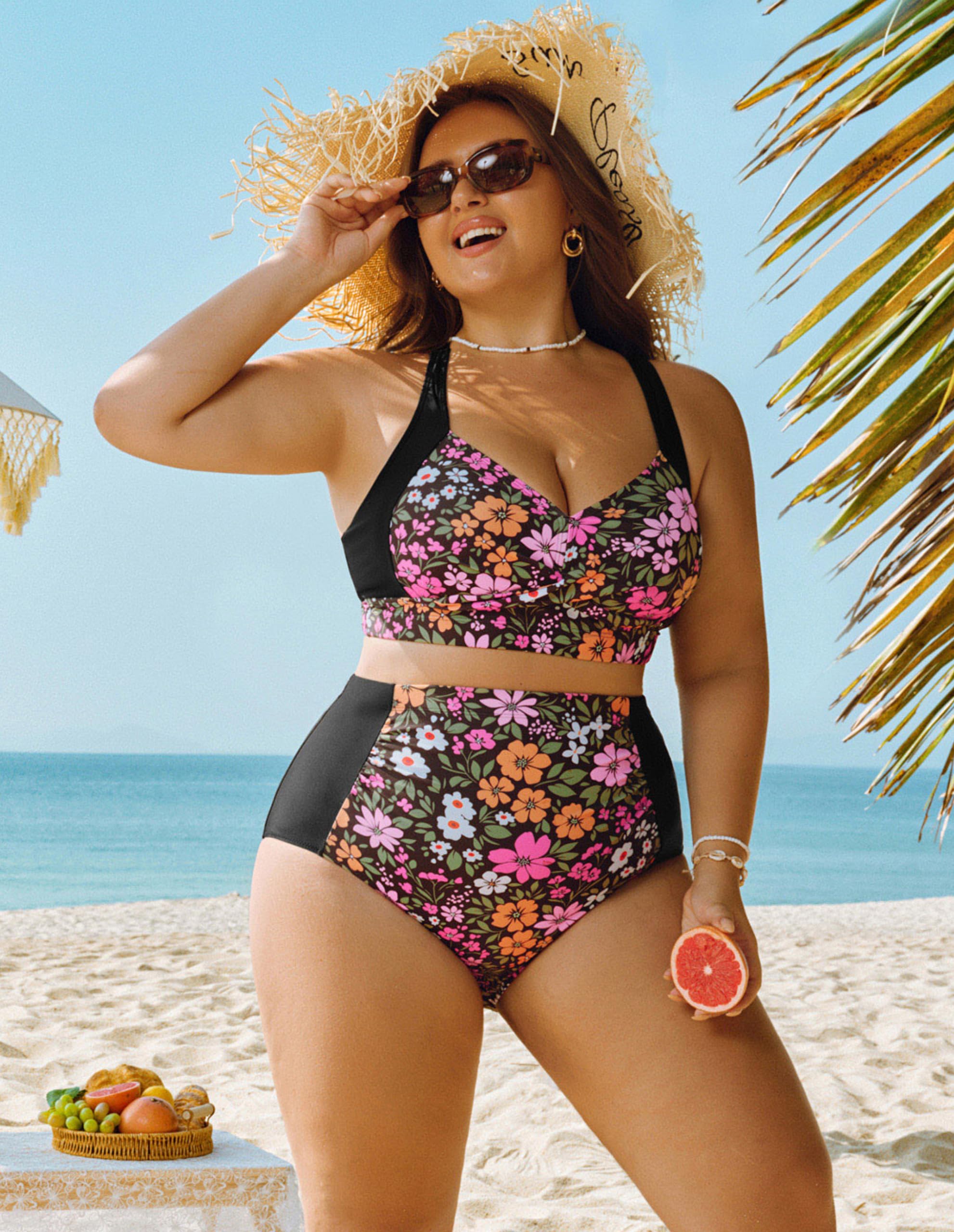Foto 3 | Bañador Hanna Nikole Para Mujer, Talle Alto, Estampado Floral, Talla M - Venta Internacional.