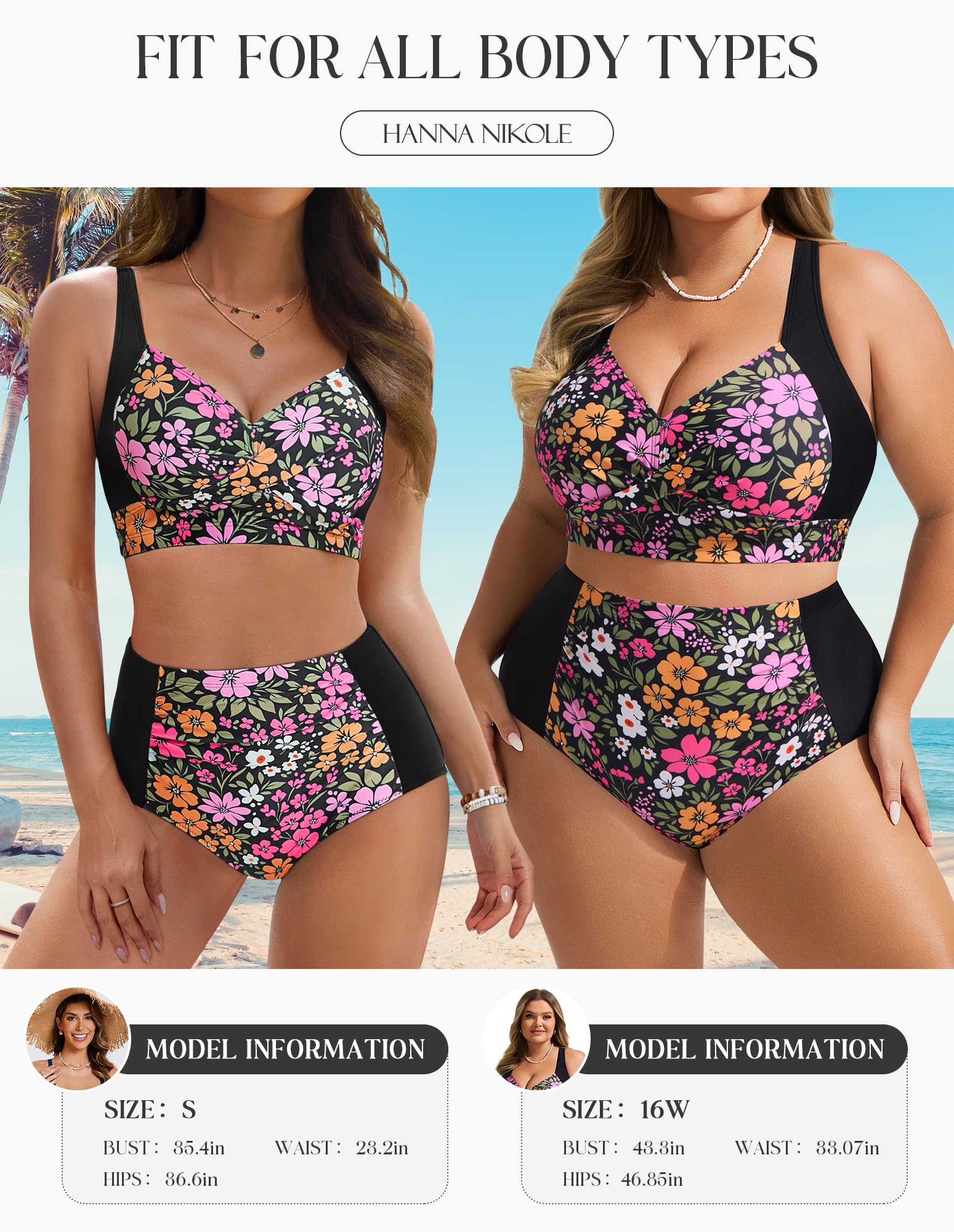 Foto 5 pulgar | Bañador Hanna Nikole Para Mujer, Talle Alto, Estampado Floral, Talla M - Venta Internacional.