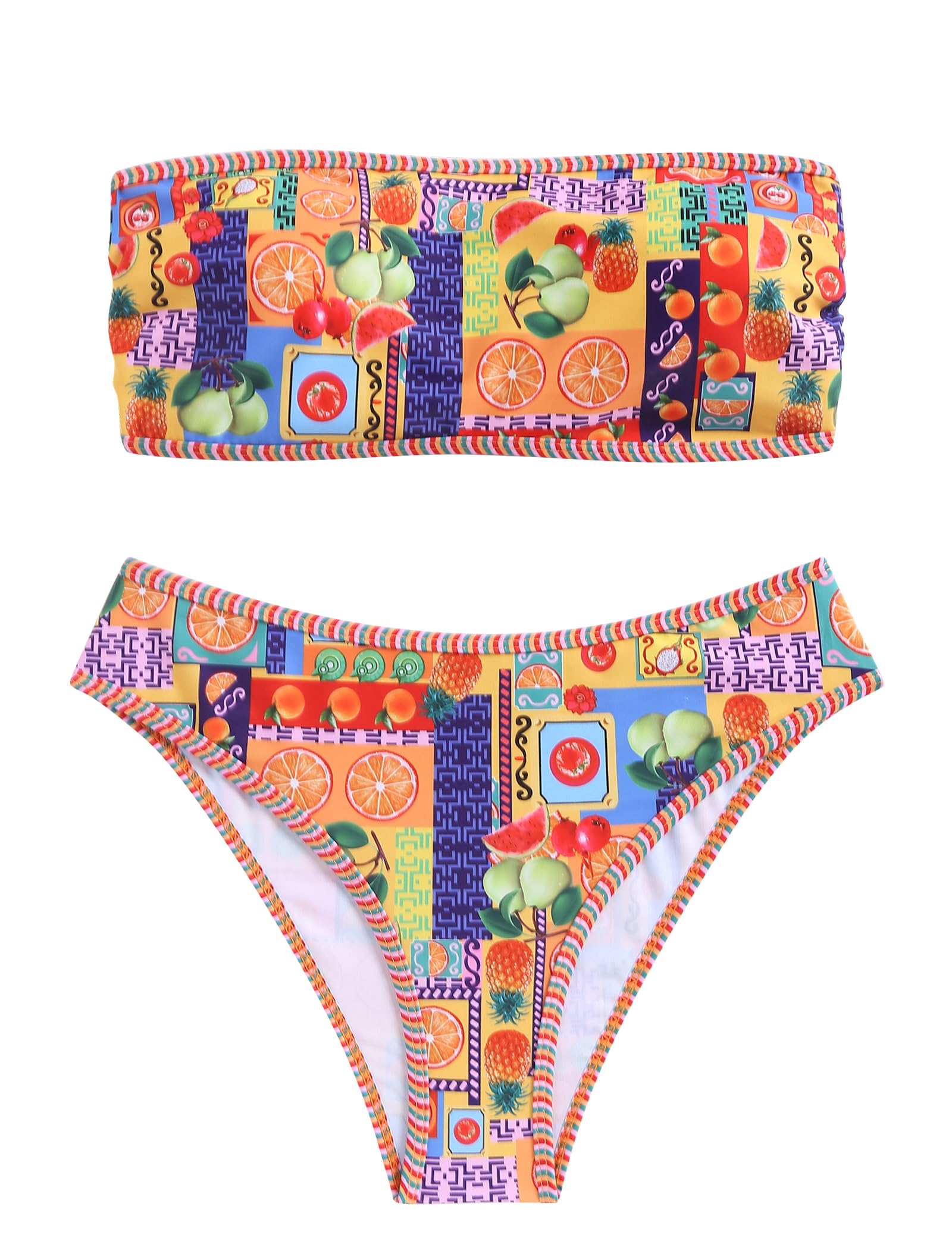 Foto 2 pulgar | Bikini Zaful Traje De Baño Tipo Bandeau Acanalado De Corte Alto Sin Tirantes Para Mujer - Venta Internacional.