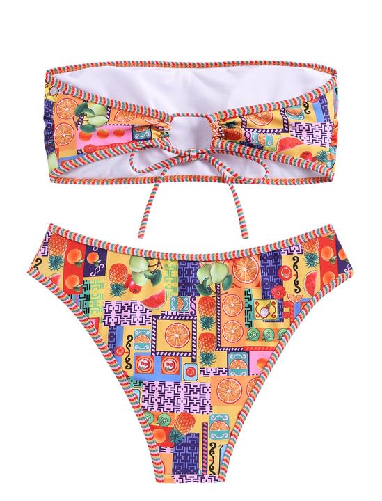 Foto 4 pulgar | Bikini Zaful Traje De Baño Tipo Bandeau Acanalado De Corte Alto Sin Tirantes Para Mujer - Venta Internacional.