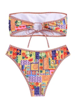 Foto 3 | Bikini Zaful Traje De Baño Tipo Bandeau Acanalado De Corte Alto Sin Tirantes Para Mujer - Venta Internacional.