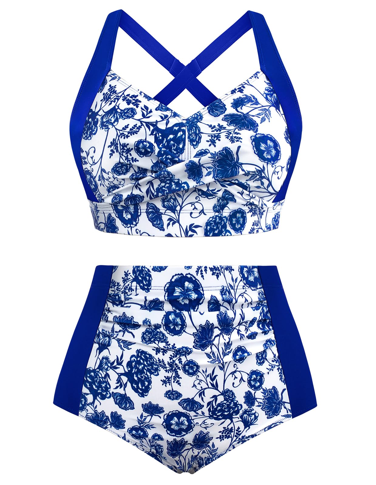 Foto 2 pulgar | Set De Bikini Hanna Nikole Tummy Control Royal Blue Flower Xl - Venta Internacional.