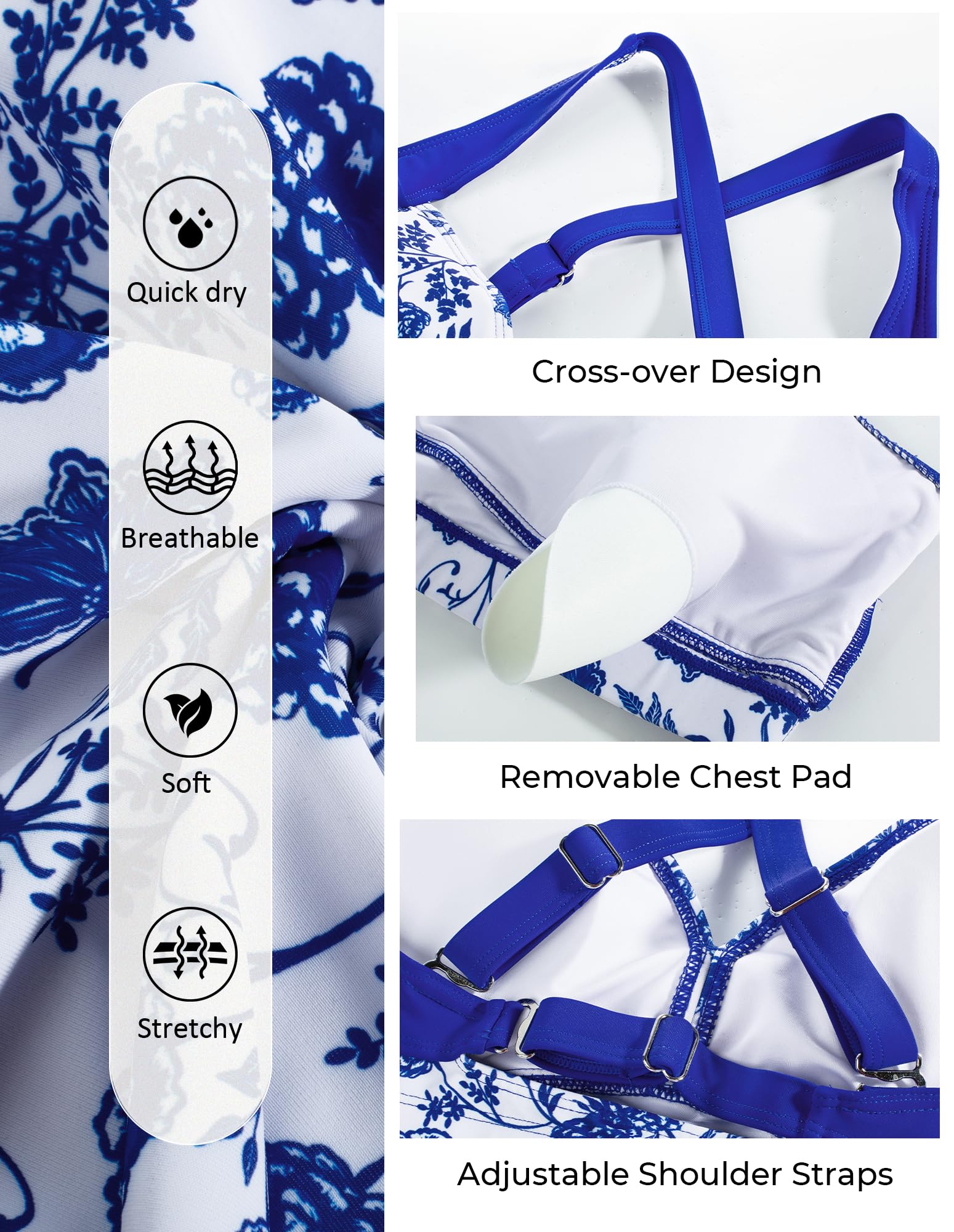 Foto 5 | Set De Bikini Hanna Nikole Tummy Control Royal Blue Flower Xl - Venta Internacional.