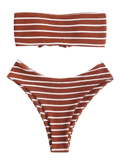 Foto 1 | Bikini Bandeau Corte Alto Acanalado sin Tirantes Mujer - Venta Internacional