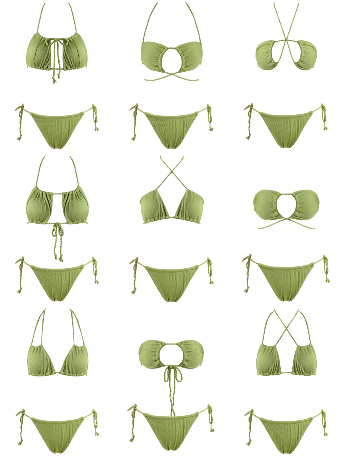 Foto 7 pulgar | Bikini Zaful Triangle Halter De 2 Piezas De Corte Alto Verde Para Mujer - Venta Internacional.