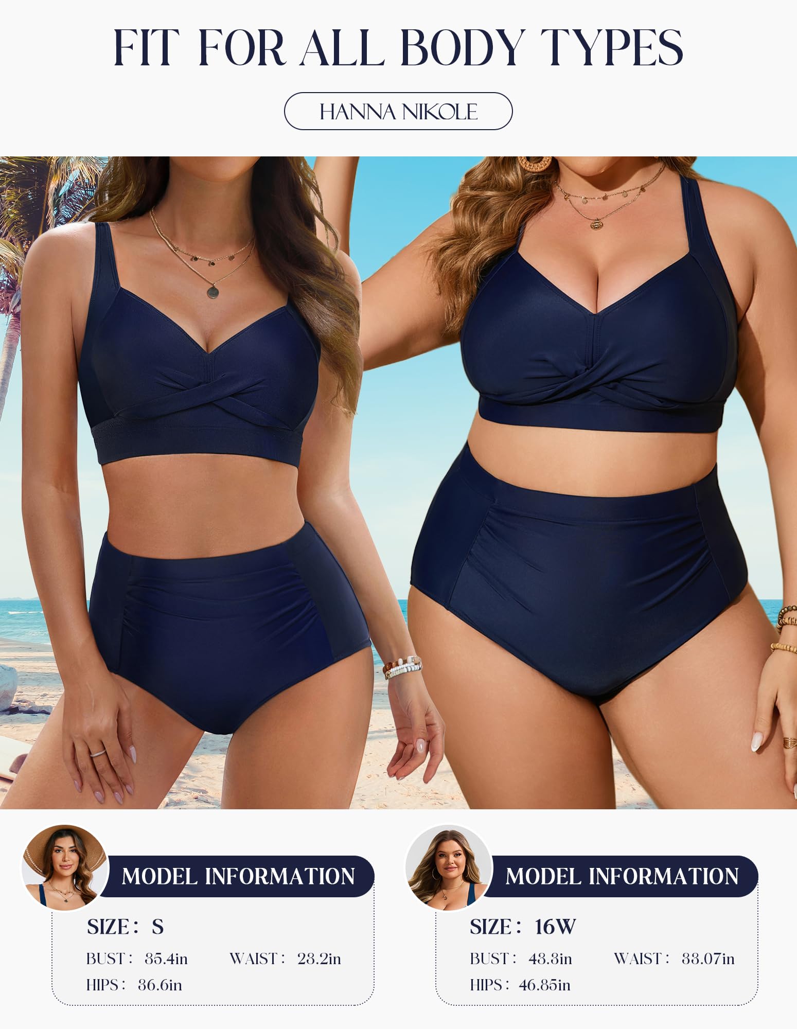 Foto 5 pulgar | Conjunto De Ropa De Playa Hanna Nikole 2025 Bikini Azul Marino Para Mujer - Venta Internacional.