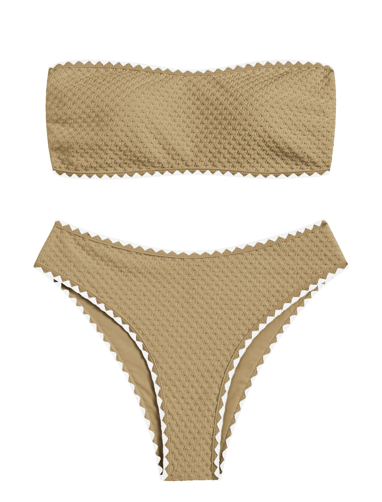 Foto 2 pulgar | Bikini Zaful, Traje De Baño Tipo Bandeau Sin Tirantes De 2 Piezas, Color Marrón - Venta Internacional.