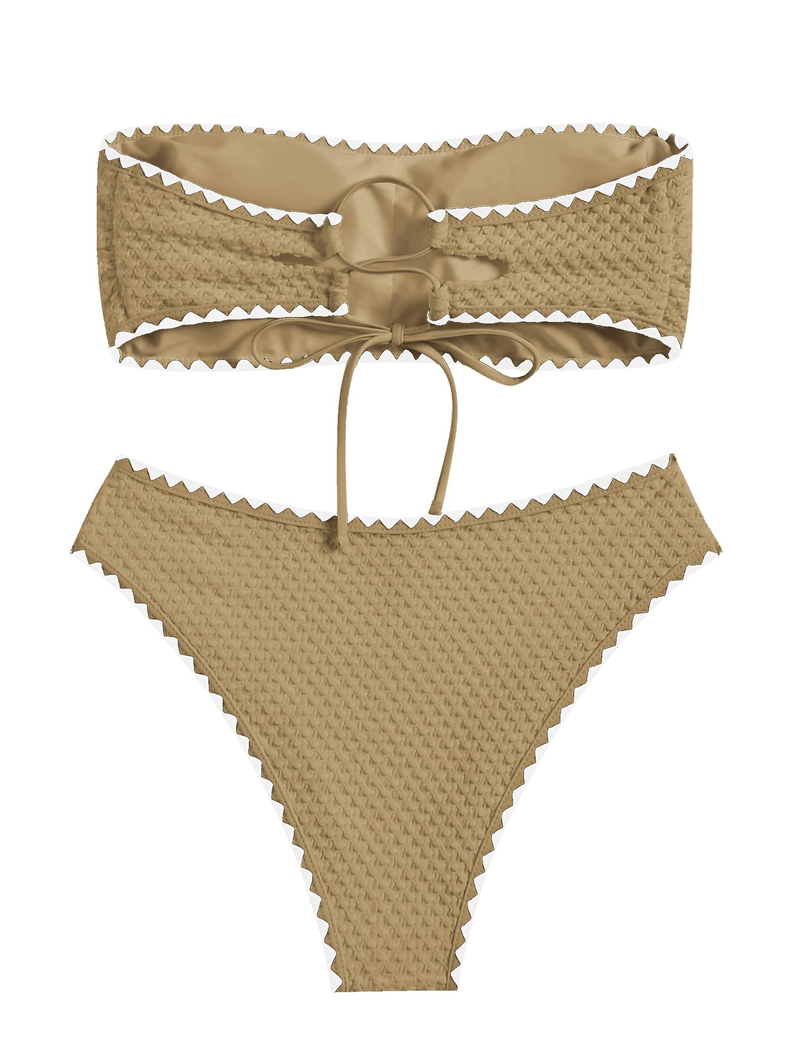 Foto 4 pulgar | Bikini Zaful, Traje De Baño Tipo Bandeau Sin Tirantes De 2 Piezas, Color Marrón - Venta Internacional.