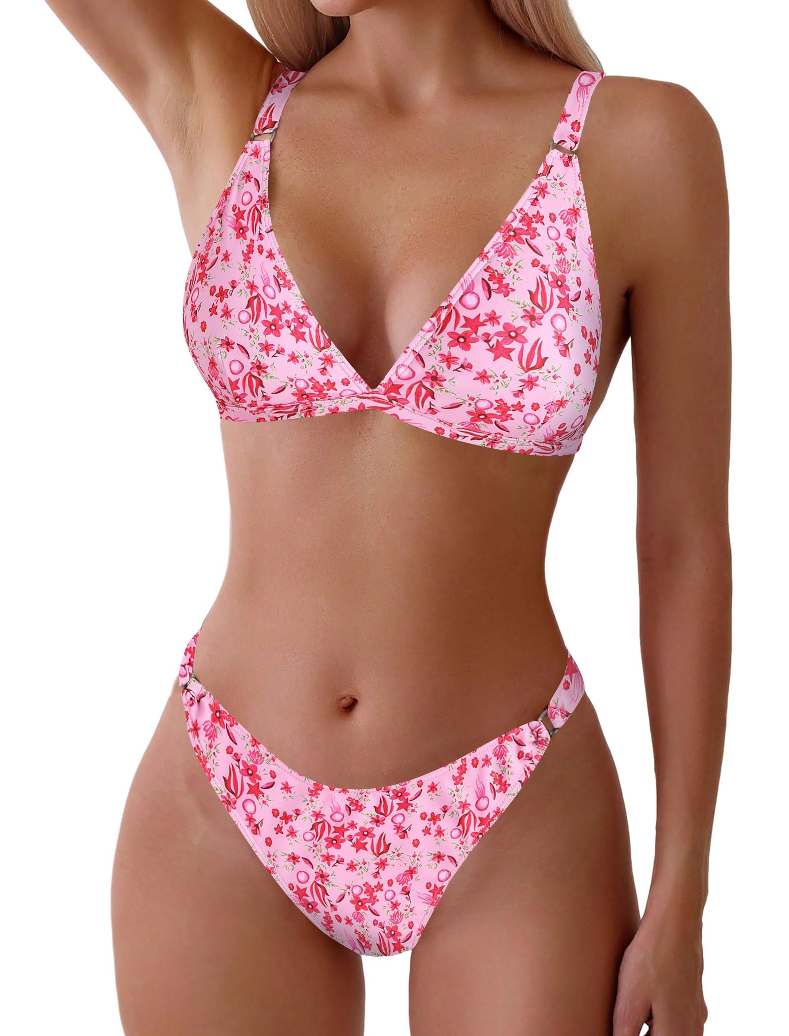 Foto 2 pulgar | Conjunto De Bikini Zaful Para Mujer, Cintura Alta, Estampado Floral, 2 Piezas - Venta Internacional.