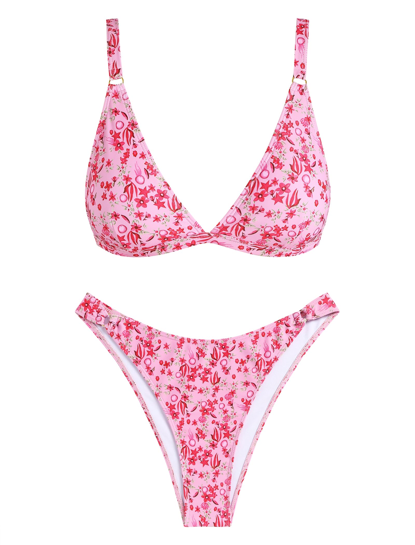 Foto 3 pulgar | Conjunto De Bikini Zaful Para Mujer, Cintura Alta, Estampado Floral, 2 Piezas - Venta Internacional.